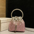 Jimmy Choo Bon Bon Blush Satin Bag with Crystals BONBONXDR1C1039 White & Pink