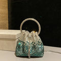 Jimmy Choo Bon Bon Blush Satin Bag with Crystals BONBONXDR1C1039 White & Green