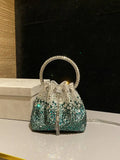 Jimmy Choo Bon Bon Blush Satin Bag with Crystals BONBONXDR1C1039 White & Green
