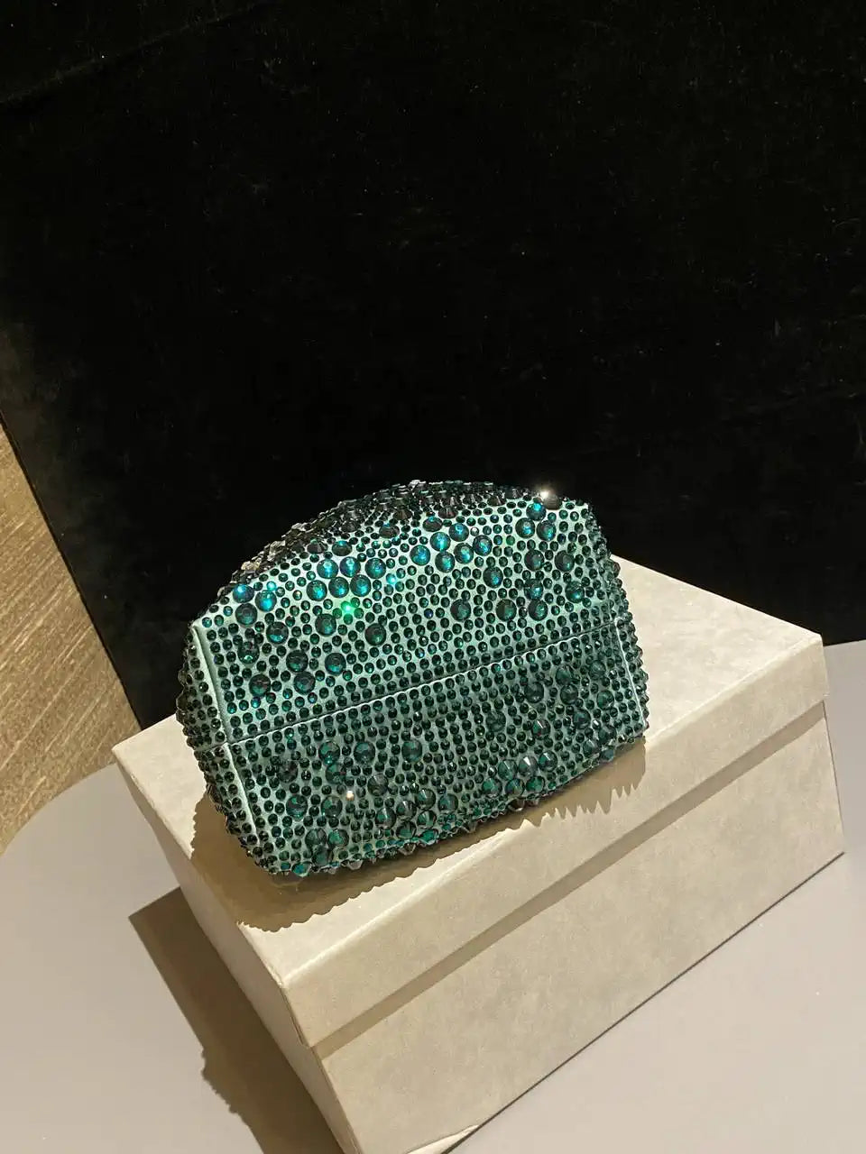 Jimmy Choo Bon Bon Blush Satin Bag with Crystals BONBONXDR1C1039 White & Green
