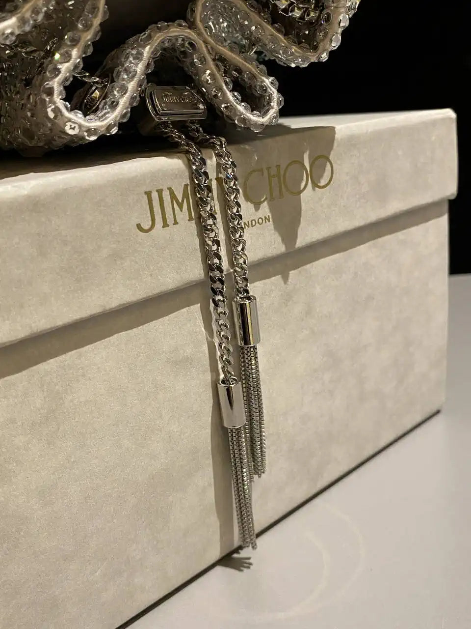 Jimmy Choo Bon Bon Blush Satin Bag with Crystals BONBONXDR1C1039 White & Green