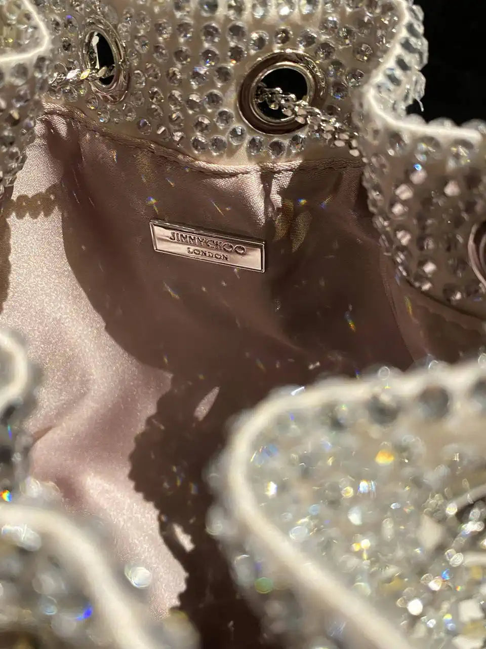Jimmy Choo Bon Bon Blush Satin Bag with Crystals BONBONXDR1C1039 White & Green