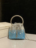 Jimmy Choo Bon Bon Blush Satin Bag with Crystals BONBONXDR1C1039 White & Light Blue