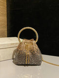 Jimmy Choo Bon Bon Blush Satin Bag with Crystals BONBONXDR1C1039 White & Gold