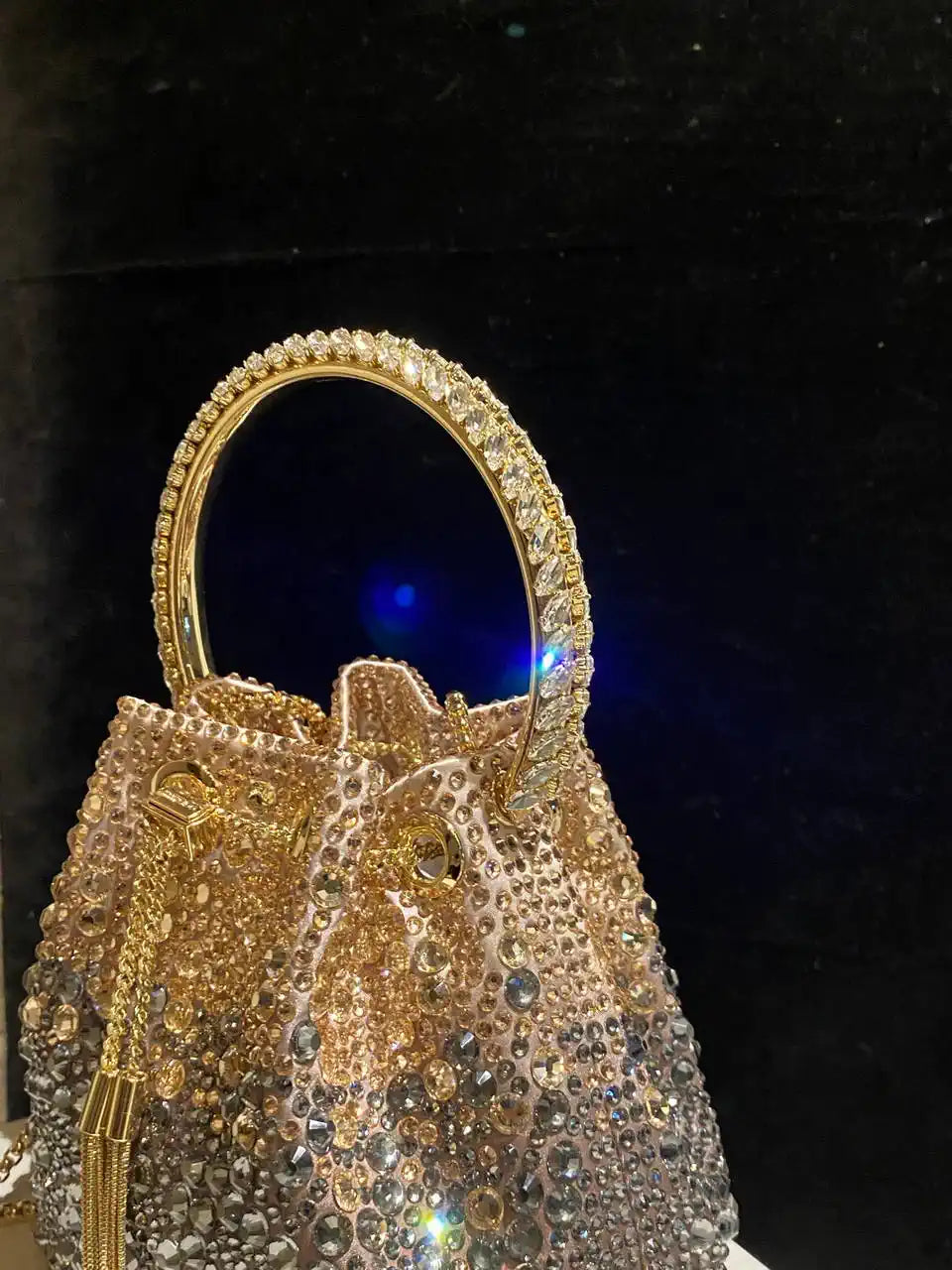 Jimmy Choo Bon Bon Blush Satin Bag with Crystals BONBONXDR1C1039 White & Gold