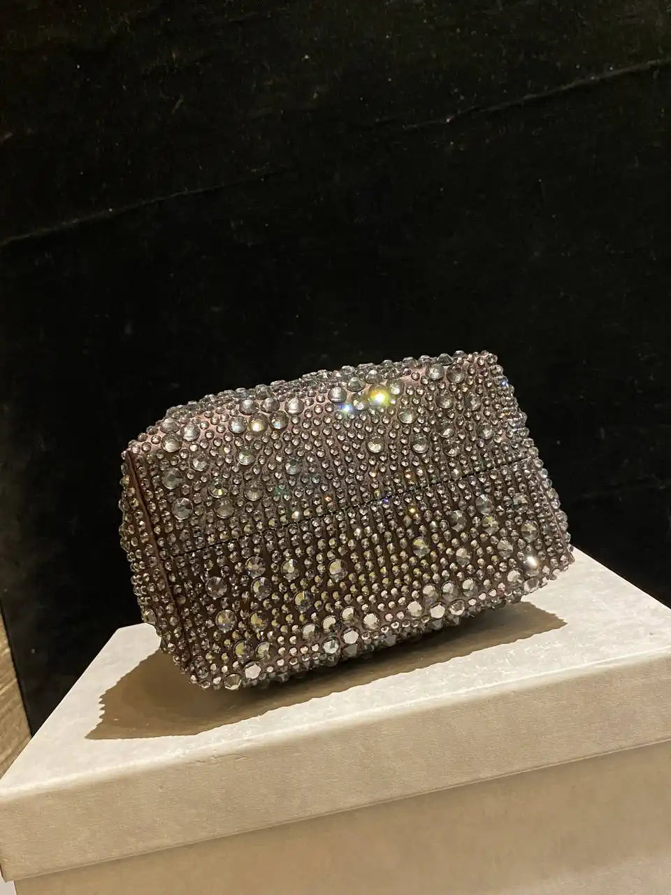 Jimmy Choo Bon Bon Blush Satin Bag with Crystals BONBONXDR1C1039 White & Gold
