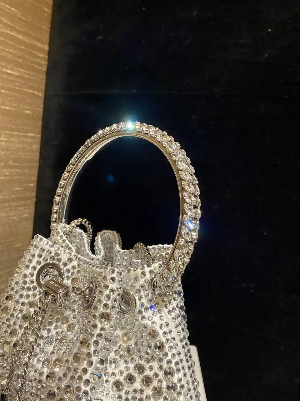 Jimmy Choo Bon Bon Blush Satin Bag with Crystals BONBONXDR1C1039 White
