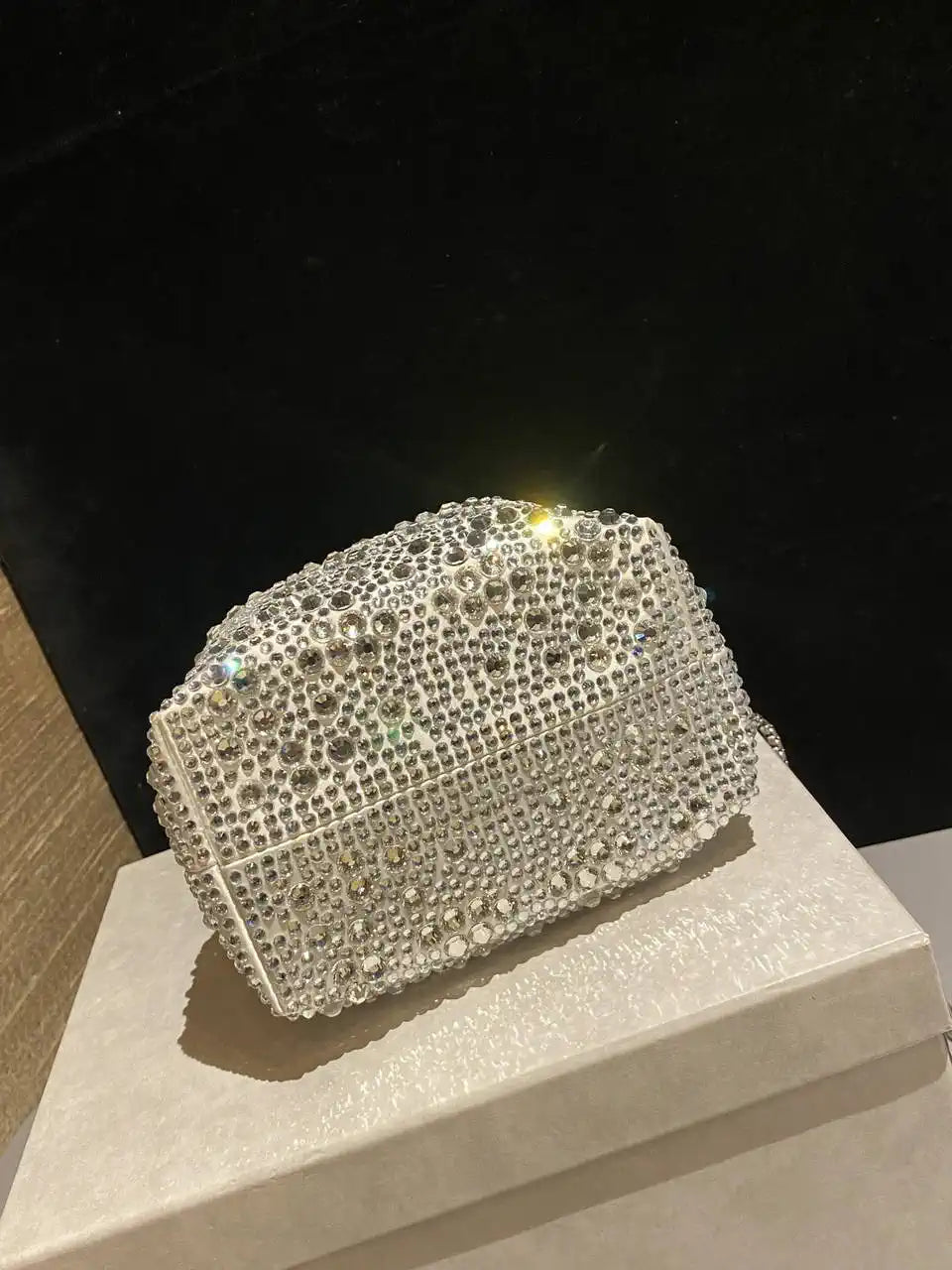 Jimmy Choo Bon Bon Blush Satin Bag with Crystals BONBONXDR1C1039 White