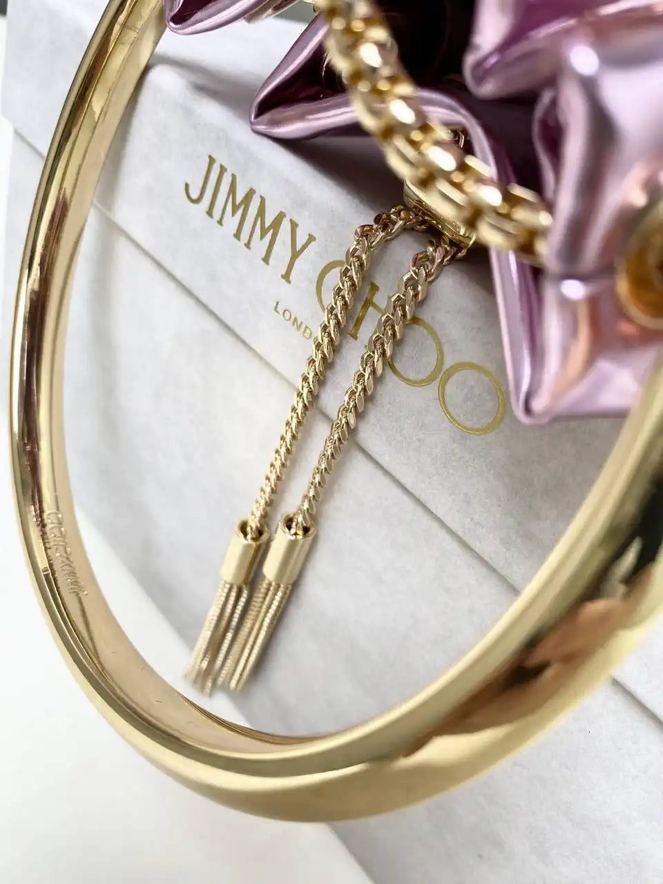 Jimmy Choo Bon Bon Purple Mirror Fabric Mini Bag with Metal Handle BONBONXVKOO0022