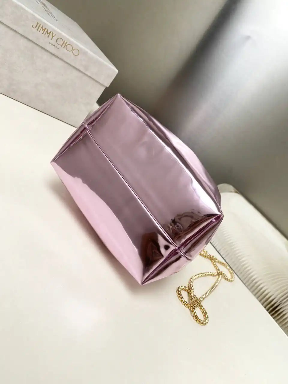 Jimmy Choo Bon Bon Purple Mirror Fabric Mini Bag with Metal Handle BONBONXVKOO0022