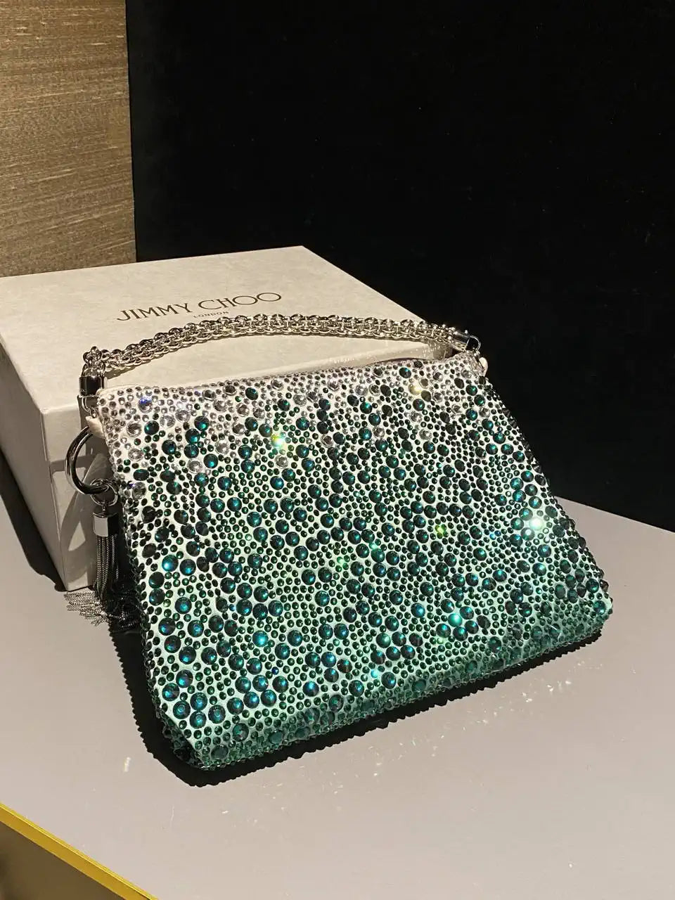 Jimmy Choo Callie Bag with with D¨¦grad¨¦ Crystals CALLIEQIB000769 Ligth Green