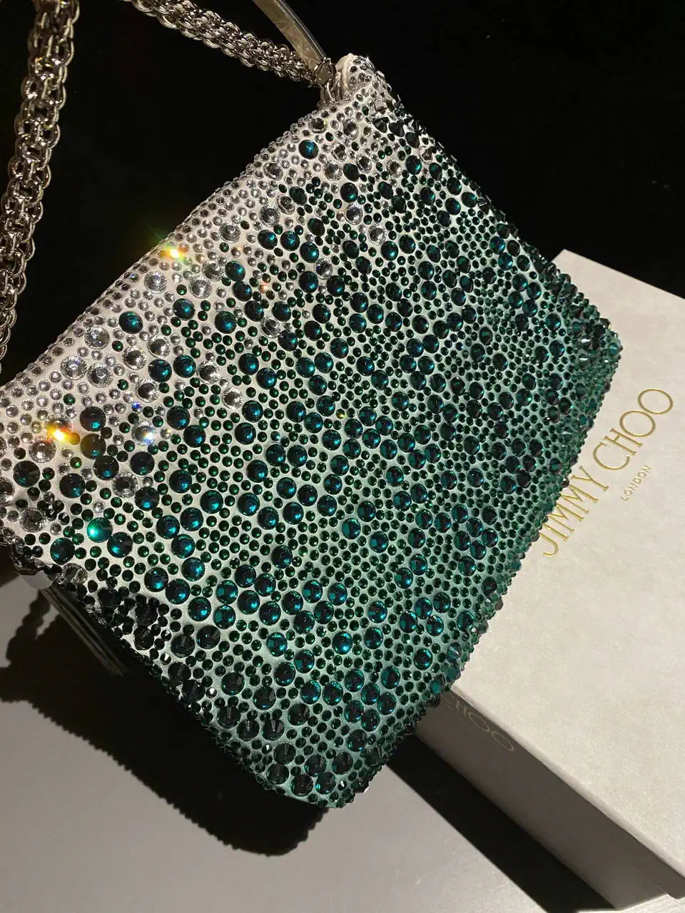 Jimmy Choo Callie Bag with with D¨¦grad¨¦ Crystals CALLIEQIB000769 Ligth Green