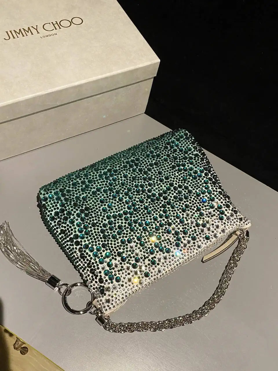 Jimmy Choo Callie Bag with with D¨¦grad¨¦ Crystals CALLIEQIB000769 Ligth Green
