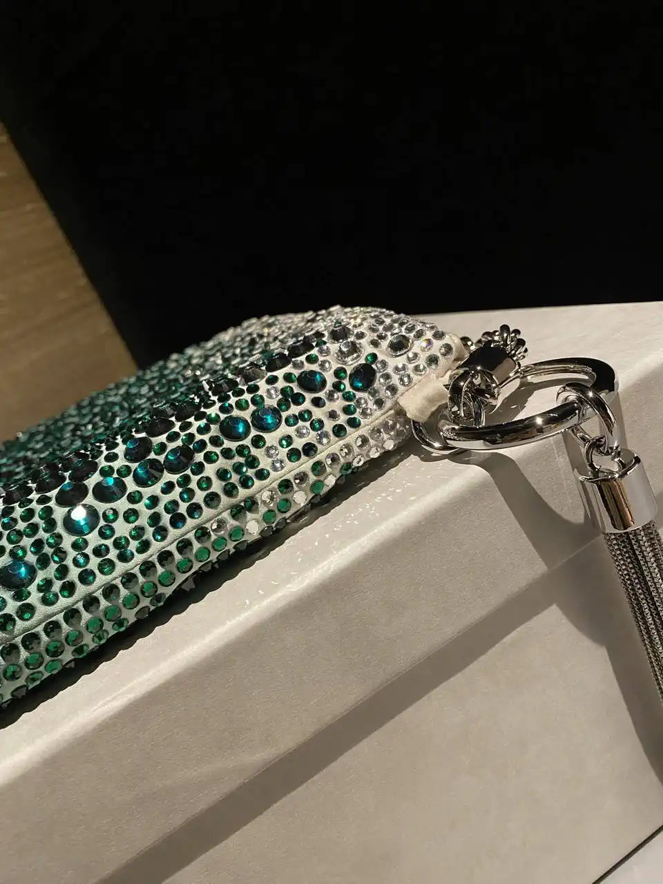 Jimmy Choo Callie Bag with with D¨¦grad¨¦ Crystals CALLIEQIB000769 Ligth Green