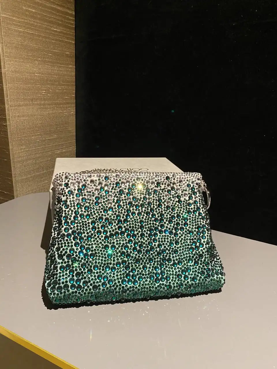 Jimmy Choo Callie Bag with with D¨¦grad¨¦ Crystals CALLIEQIB000769 Ligth Green
