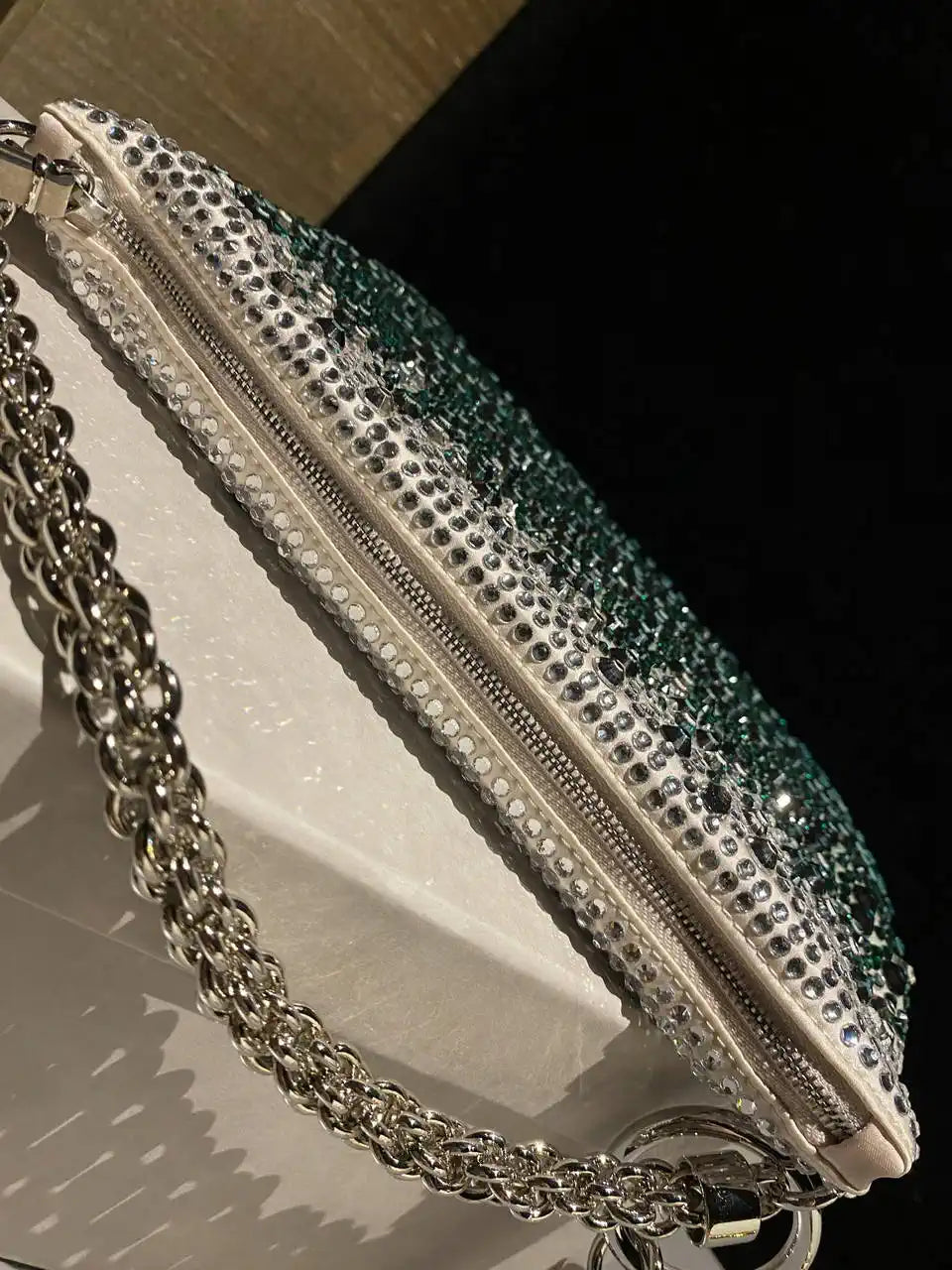 Jimmy Choo Callie Bag with with D¨¦grad¨¦ Crystals CALLIEQIB000769 Ligth Green