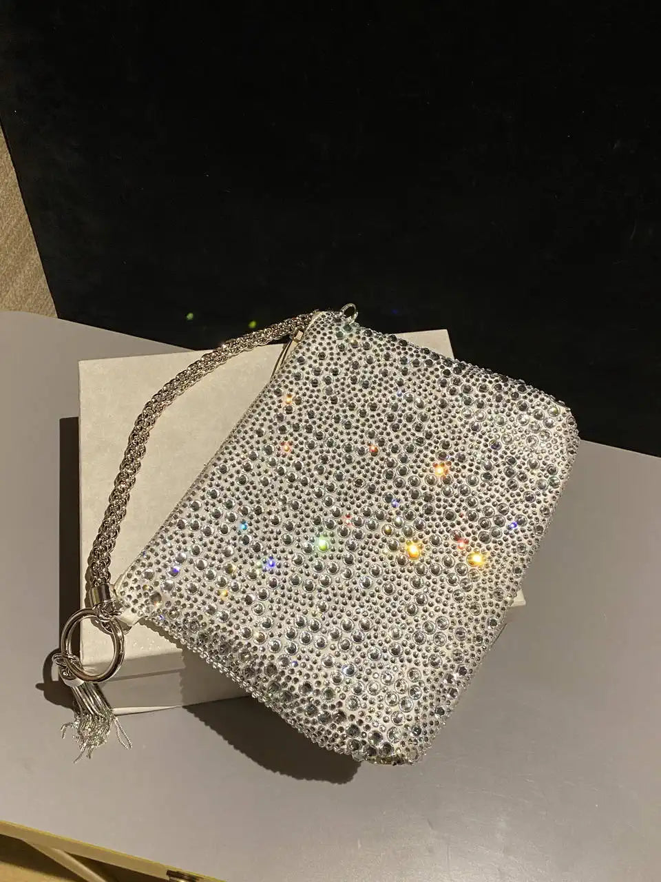 Jimmy Choo Callie Bag with with D¨¦grad¨¦ Crystals CALLIEQIB000769 White