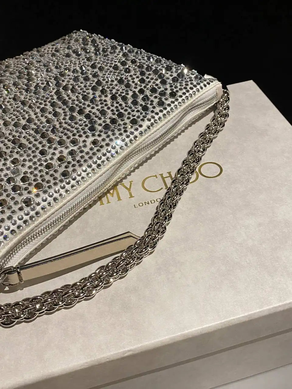Jimmy Choo Callie Bag with with D¨¦grad¨¦ Crystals CALLIEQIB000769 White