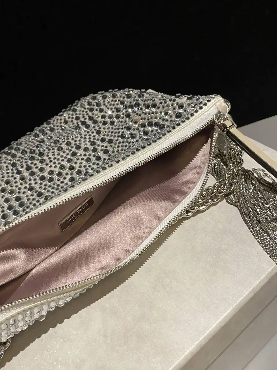 Jimmy Choo Callie Bag with with D¨¦grad¨¦ Crystals CALLIEQIB000769 White