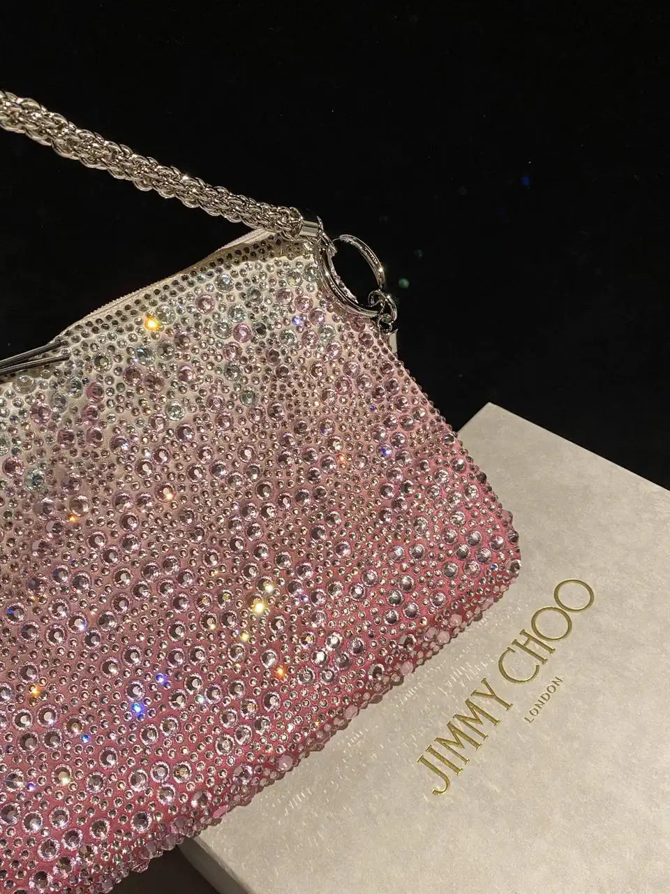 Jimmy Choo Callie Bag with with D¨¦grad¨¦ Crystals CALLIEQIB000769 White & Pink