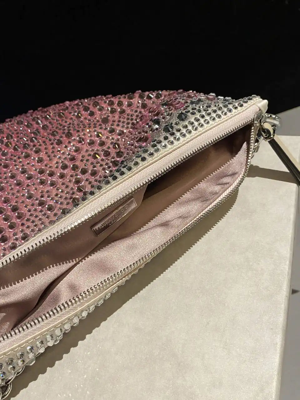 Jimmy Choo Callie Bag with with D¨¦grad¨¦ Crystals CALLIEQIB000769 White & Pink