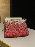 Jimmy Choo Callie Bag with with D¨¦grad¨¦ Crystals CALLIEQIB000769 White & Red