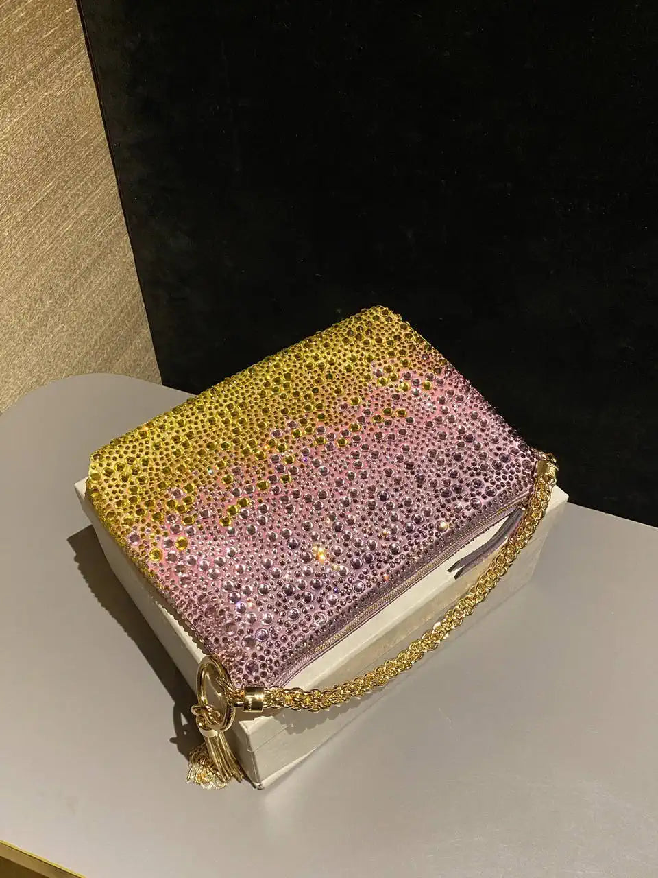 Jimmy Choo Callie Bag with with D¨¦grad¨¦ Crystals CALLIEQIB000769 Pink &Yellow