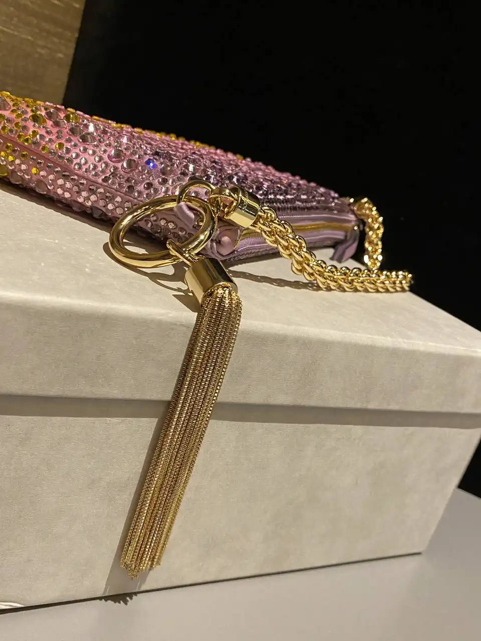 Jimmy Choo Callie Bag with with D¨¦grad¨¦ Crystals CALLIEQIB000769 Pink &Yellow