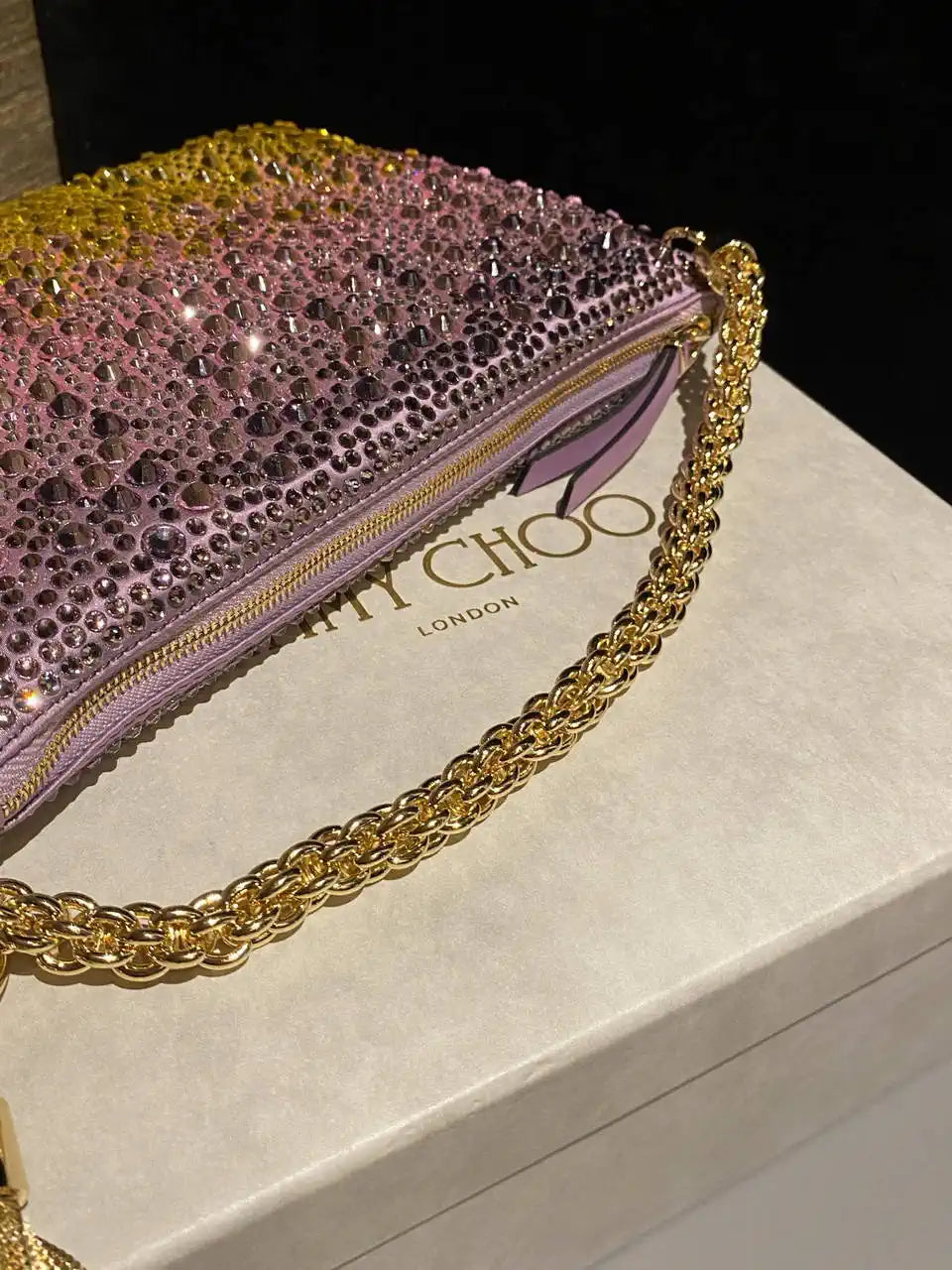 Jimmy Choo Callie Bag with with D¨¦grad¨¦ Crystals CALLIEQIB000769 Pink &Yellow