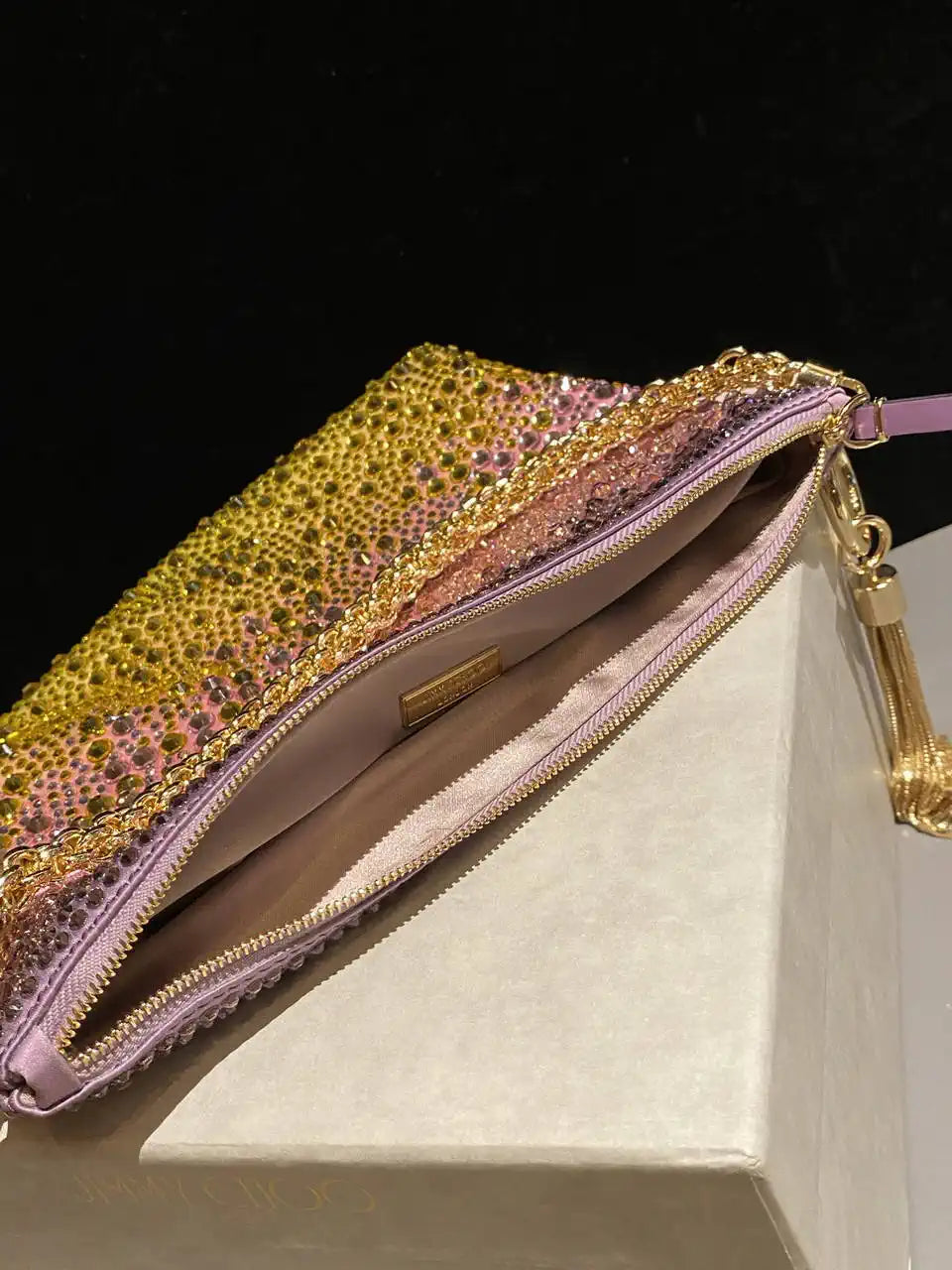 Jimmy Choo Callie Bag with with D¨¦grad¨¦ Crystals CALLIEQIB000769 Pink &Yellow