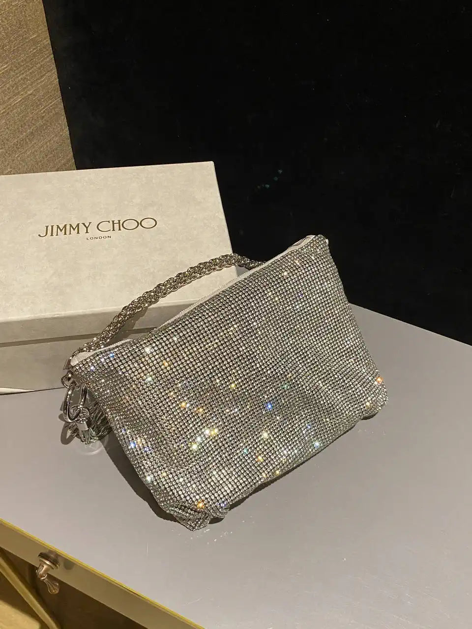 Jimmy Choo CALLIEQIB000769 Callie Bag with with D¨¦grad¨¦ Crystals White