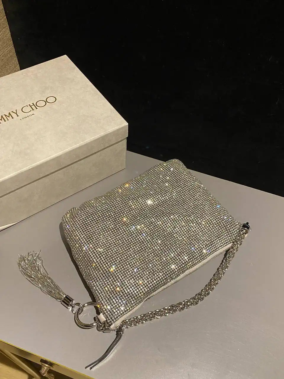 Jimmy Choo CALLIEQIB000769 Callie Bag with with D¨¦grad¨¦ Crystals White