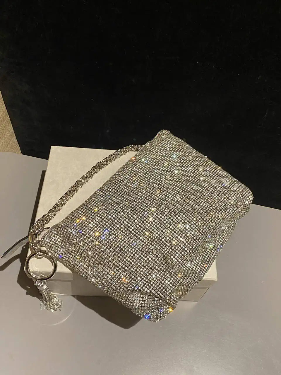 Jimmy Choo CALLIEQIB000769 Callie Bag with with D¨¦grad¨¦ Crystals White