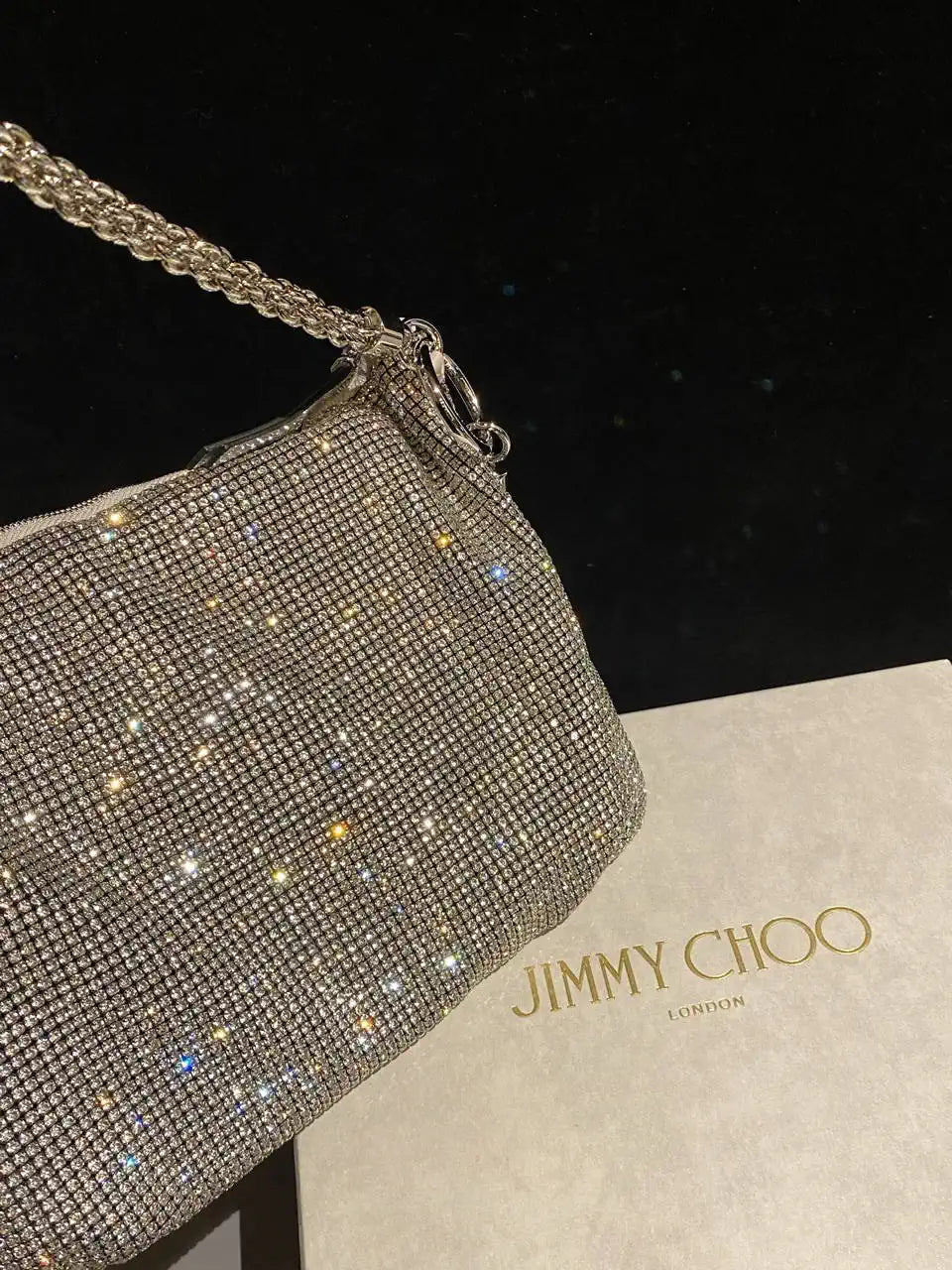 Jimmy Choo CALLIEQIB000769 Callie Bag with with D¨¦grad¨¦ Crystals White