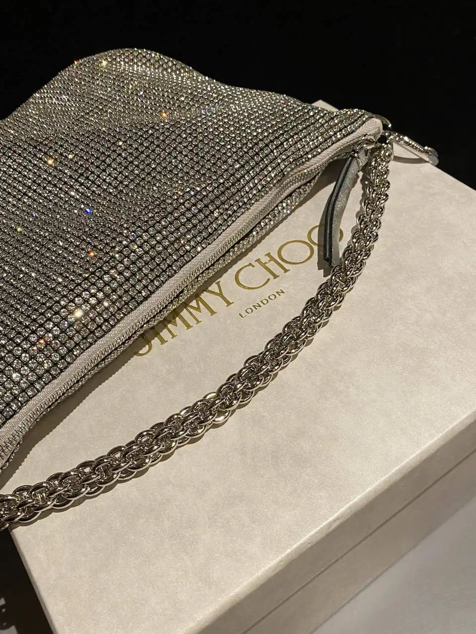 Jimmy Choo CALLIEQIB000769 Callie Bag with with D¨¦grad¨¦ Crystals White