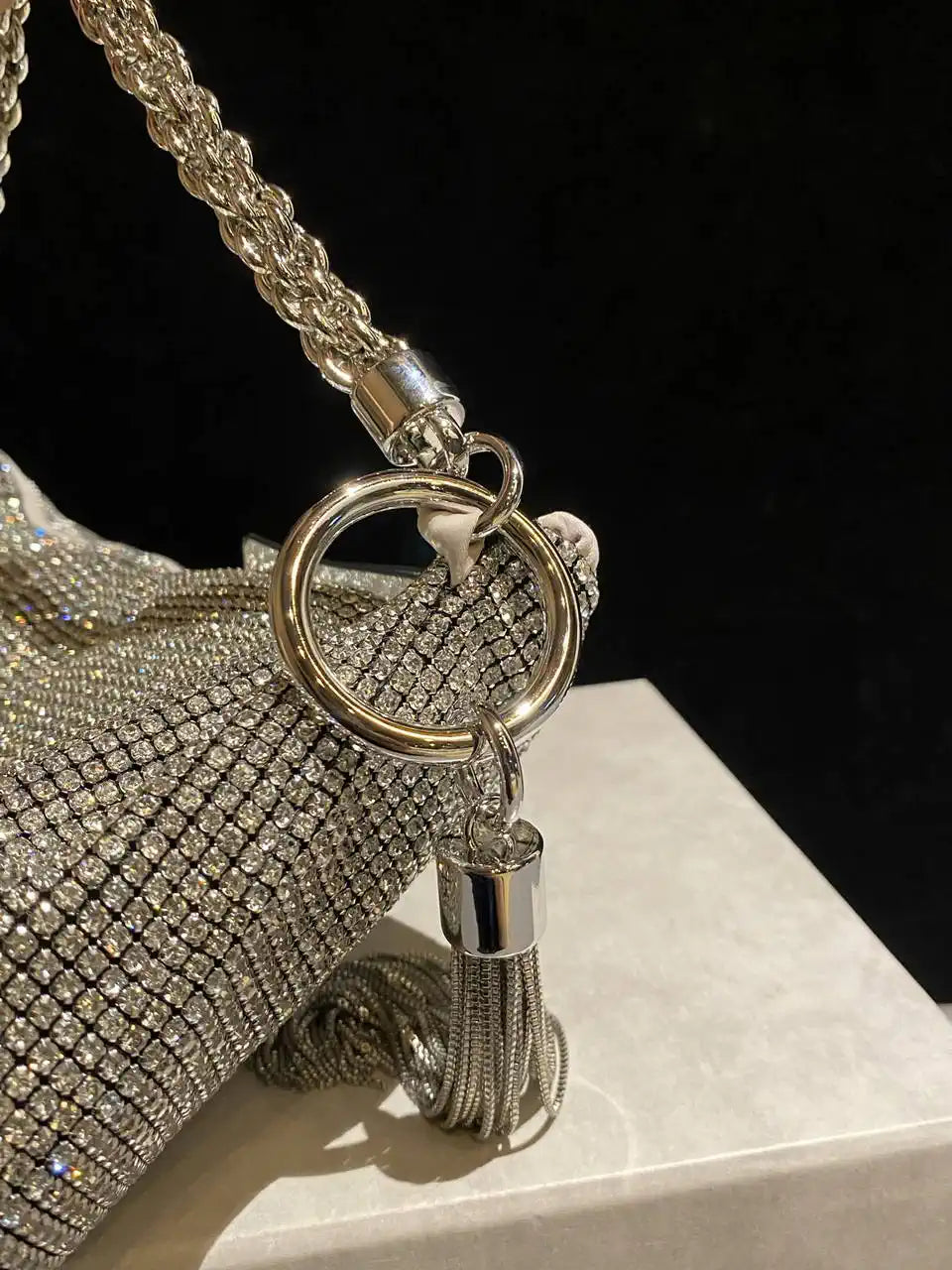Jimmy Choo CALLIEQIB000769 Callie Bag with with D¨¦grad¨¦ Crystals White