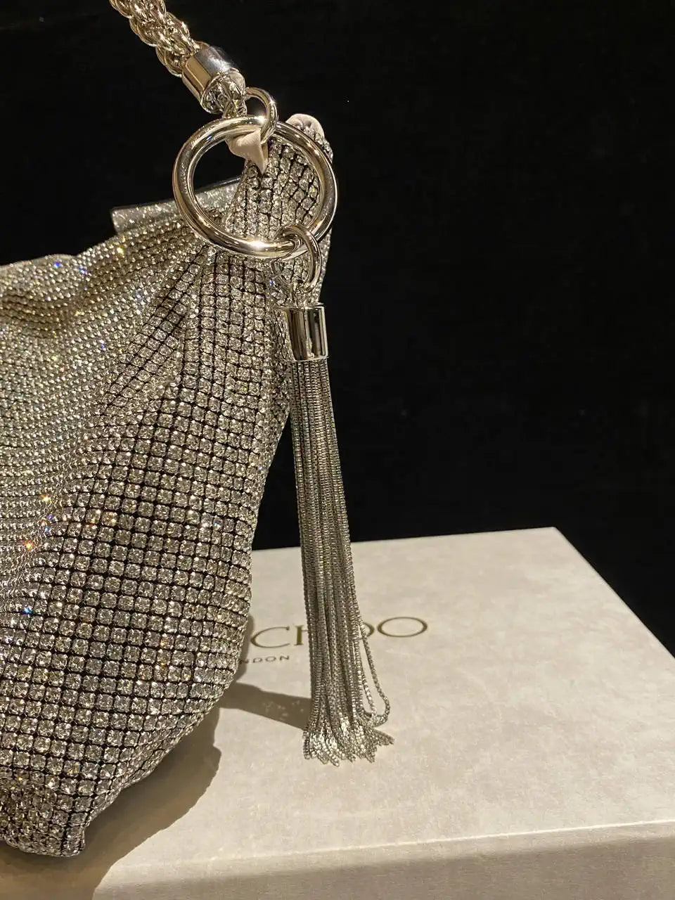 Jimmy Choo CALLIEQIB000769 Callie Bag with with D¨¦grad¨¦ Crystals White