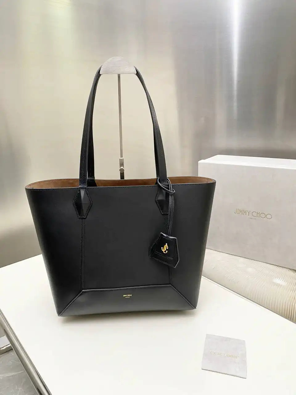 Jimmy Choo Diamond Tote M Black Calf Leather Tote Bag D061844