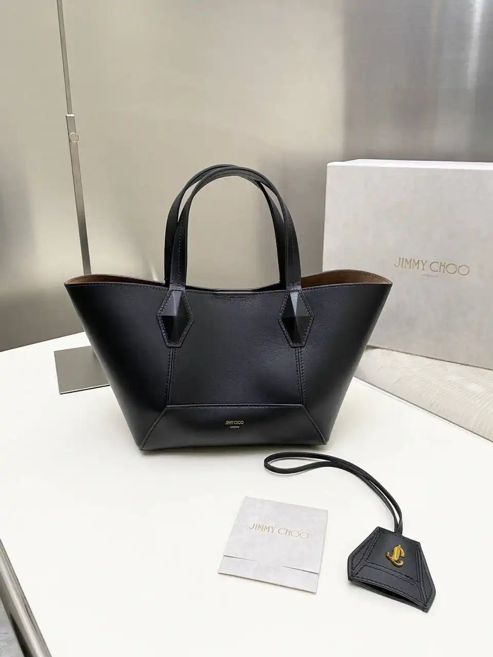 Jimmy Choo Diamond Tote S Black Calf Leather Tote Bag DT010003