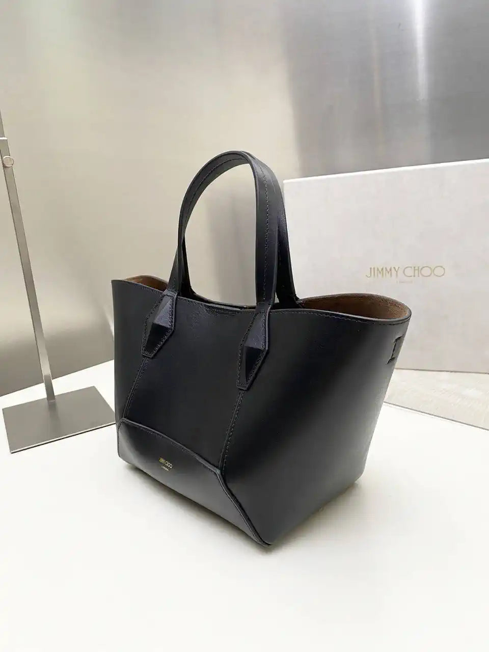 Jimmy Choo Diamond Tote S Black Calf Leather Tote Bag DT010003