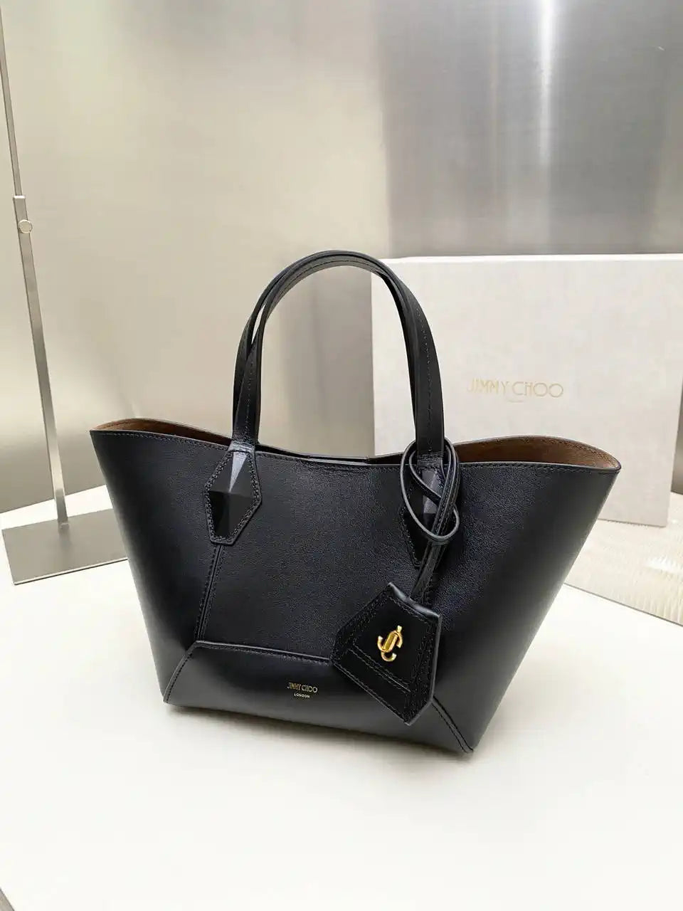 Jimmy Choo Diamond Tote S Black Calf Leather Tote Bag DT010003