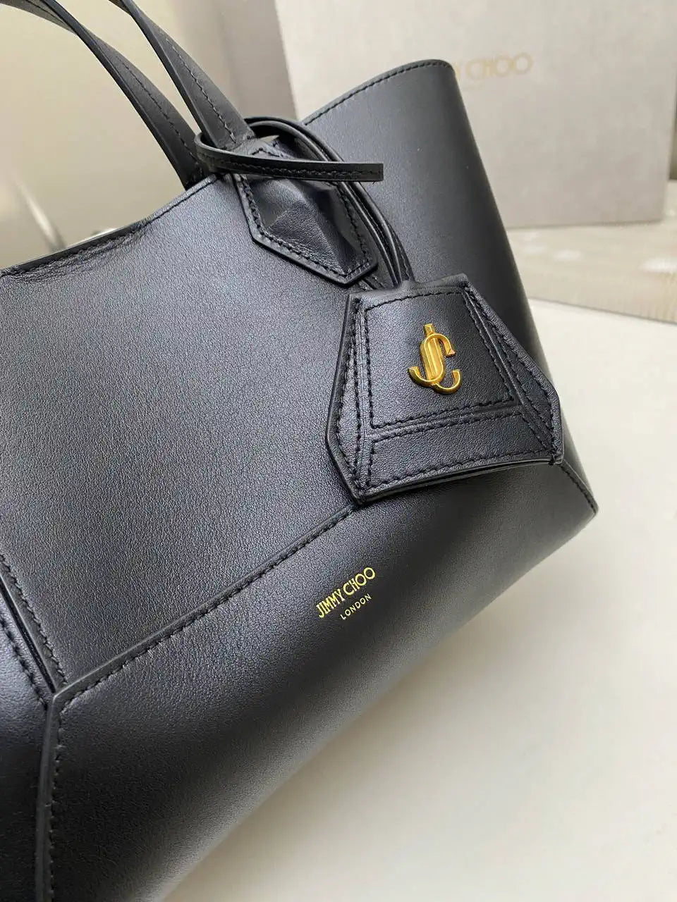 Jimmy Choo Diamond Tote S Black Calf Leather Tote Bag DT010003