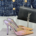 Jimmy Choo SAEDA100ZPJ Gold Satin Pumps with Crystals JC90018
