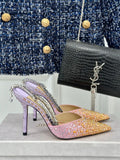 Jimmy Choo SAEDA100ZPJ Gold Satin Pumps with Crystals JC90018