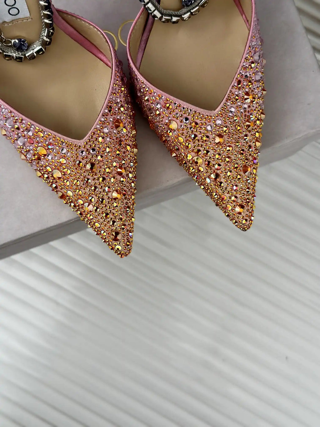 Jimmy Choo SAEDA100ZPJ Gold Satin Pumps with Crystals JC90018