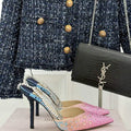 Jimmy Choo SAEDA100ZPJ Gold Satin Pumps with Crystals JC90001