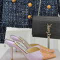 Jimmy Choo SAEDA100ZPJ Gold Satin Pumps with Crystals JC90014