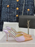 Jimmy Choo SAEDA100ZPJ Gold Satin Pumps with Crystals JC90014