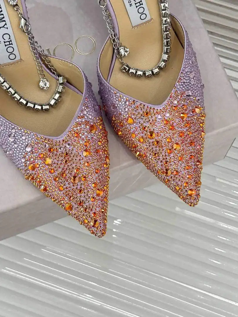 Jimmy Choo SAEDA100ZPJ Gold Satin Pumps with Crystals JC90014