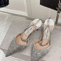 Jimmy Choo SAEDA100ZPJ Gold Satin Pumps with Crystals JC90015